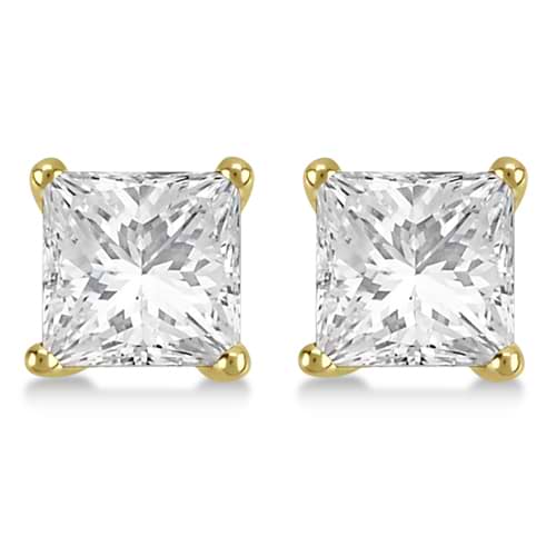 4.00ct. Martini Princess Diamond Stud Earrings 18kt Yellow Gold (H, SI1-SI2)