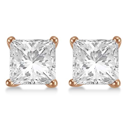0.75ct. Martini Princess Diamond Stud Earrings 14kt Rose Gold (G-H, VS2-SI1)