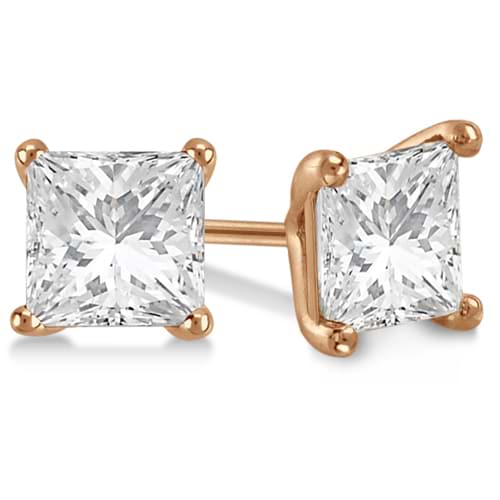 0.50ct. Martini Princess Diamond Stud Earrings 18kt Rose Gold (G-H, VS2-SI1)