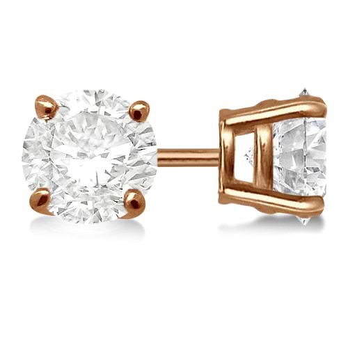 2.00ct. 4-Prong Basket Diamond Stud Earrings 18kt Rose Gold (G-H, VS2-SI1)