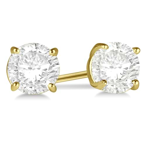 1.00ct. 4-Prong Basket Lab Grown Diamond Stud Earrings 14kt Yellow Gold (G-H, VS2-SI1)