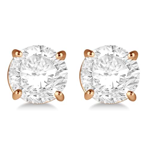 1.00ct. 4-Prong Basket Lab Grown Diamond Stud Earrings 18kt Rose Gold (G-H, VS2-SI1)