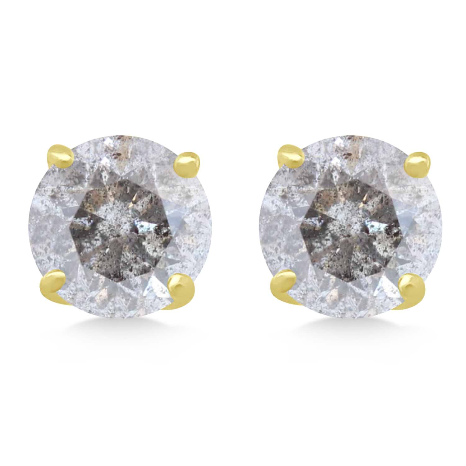 2.50ct. 4-Prong Basket Salt & Pepper Diamond Stud Earrings 14kt Yellow Gold