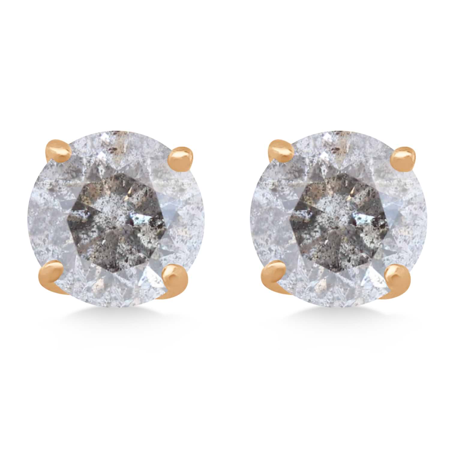 1.50ct. 4-Prong Basket Salt & Pepper Diamond Stud Earrings 18kt Rose Gold