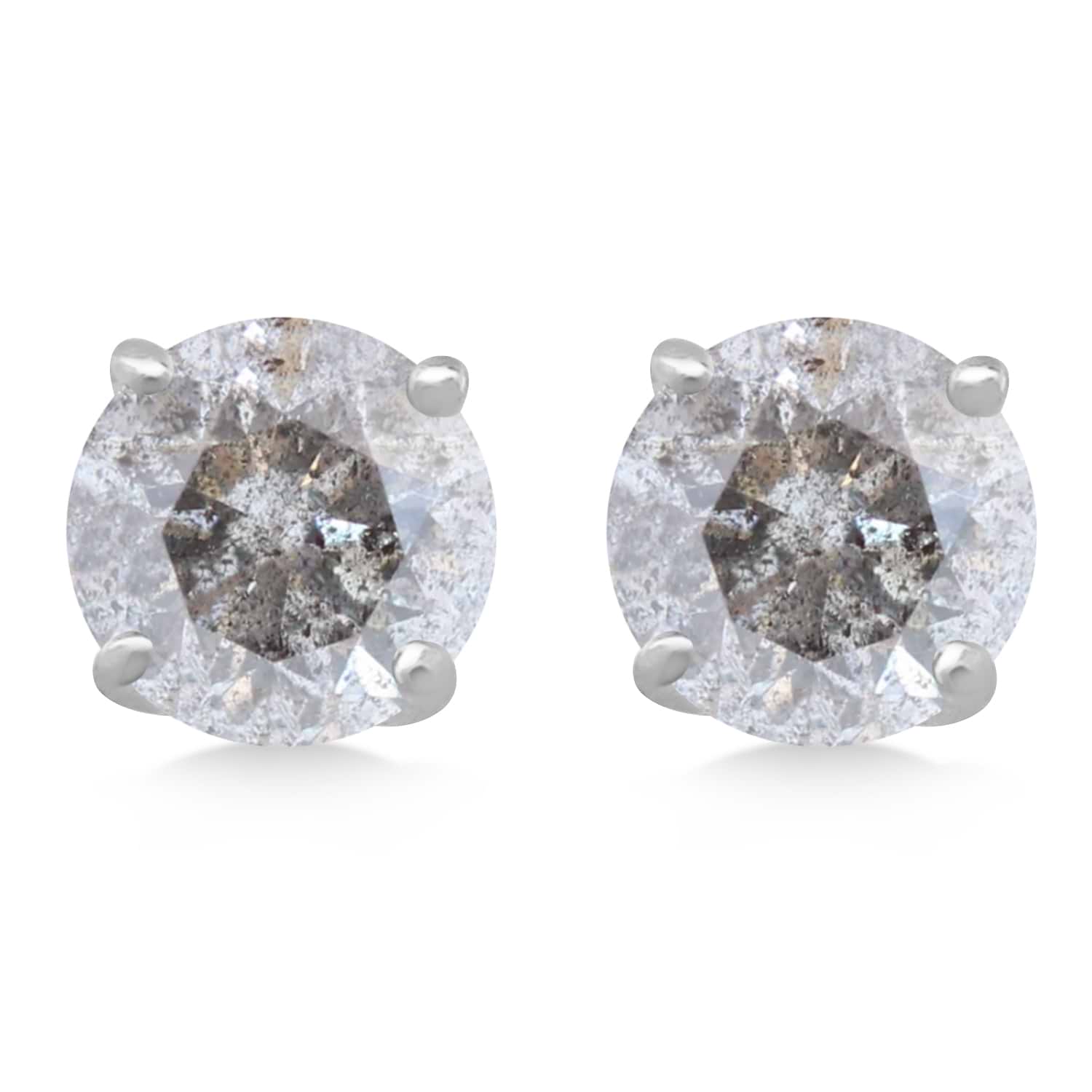 3.00ct. 4-Prong Basket Salt & Pepper Diamond Stud Earrings 18kt White Gold