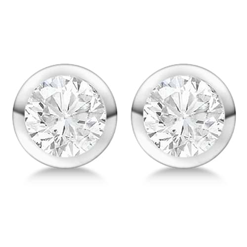 4.00ct. Bezel Set Diamond Stud Earrings 18kt White Gold (H-I, SI2-SI3)