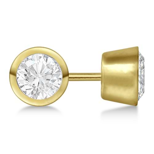 2.50ct. Bezel Set Lab Grown Diamond Stud Earrings 14kt Yellow Gold (H-I, SI2-SI3)