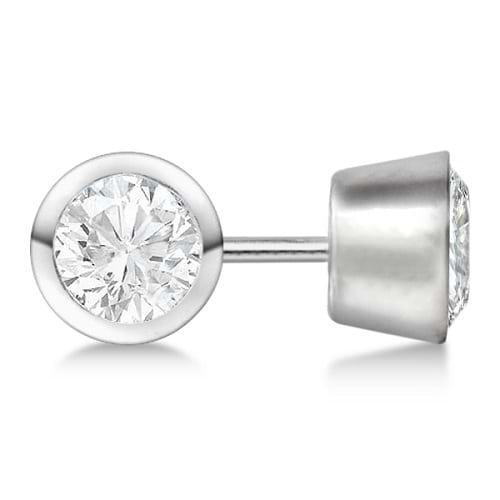 1.00ct. Bezel Set Lab Grown Diamond Stud Earrings 18kt White Gold (H-I, SI2-SI3)