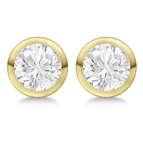 1.00ct. Bezel Set Lab Grown Diamond Stud Earrings 18kt Yellow Gold (H-I, SI2-SI3)