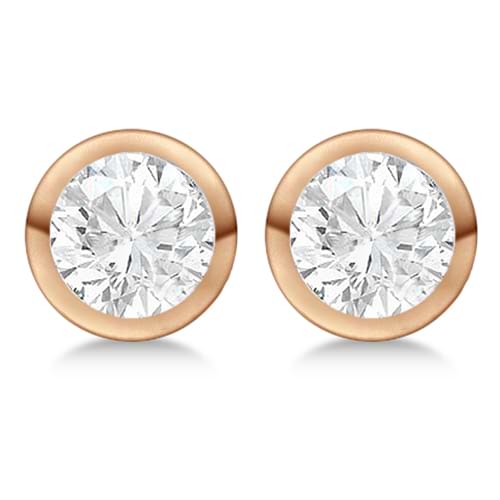 0.75ct. Bezel Set Lab Grown Diamond Stud Earrings 14kt Rose Gold (H, SI1-SI2)