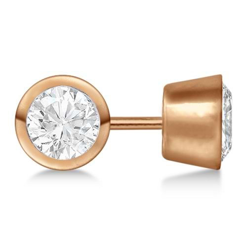 3.00ct. Bezel Set Lab Grown Diamond Stud Earrings 18kt Rose Gold (H, SI1-SI2)