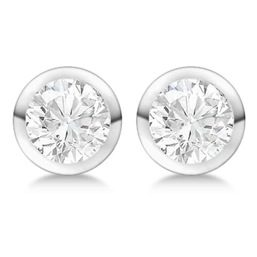 0.50ct. Bezel Set Lab Grown Diamond Stud Earrings 18kt White Gold (H, SI1-SI2)