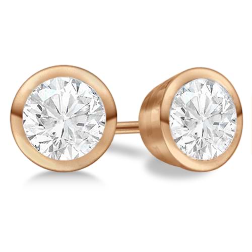 3.00ct. Bezel Set Diamond Stud Earrings 14kt Rose Gold (G-H, VS2-SI1)