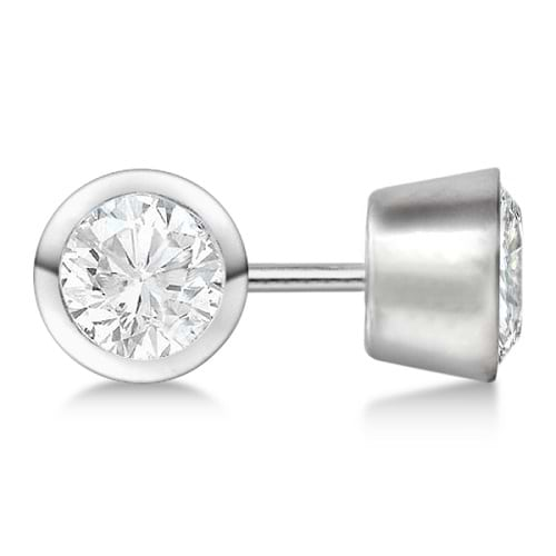 0.25ct. Bezel Set Diamond Stud Earrings 14kt White Gold (G-H, VS2-SI1)