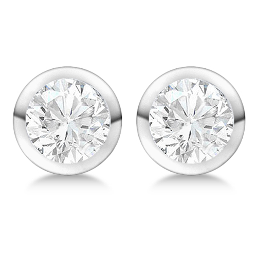 4.00ct. Bezel Set Lab Grown Diamond Stud Earrings 14kt White Gold (G-H, VS2-SI1)