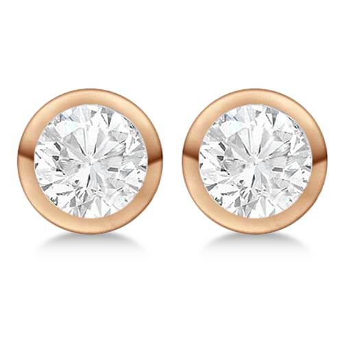 1.00ct. Bezel Set Lab Grown Diamond Stud Earrings 18kt Rose Gold (G-H, VS2-SI1)