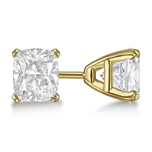 1.00ct. Cushion-Cut Diamond Stud Earrings 14kt Yellow Gold (H, SI1-SI2)