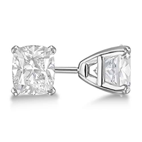 1.00ct. Cushion-Cut Lab Grown Diamond Stud Earrings Platinum (H, SI1-SI2)