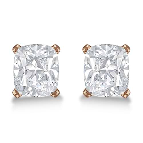 1.00ct. Cushion-Cut Lab Grown Diamond Stud Earrings 14kt Rose Gold (G-H, VS2-SI1)