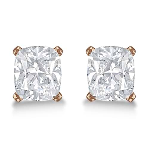2.00ct. Cushion-Cut Lab Grown Diamond Stud Earrings 14kt Rose Gold (G-H, VS2-SI1)