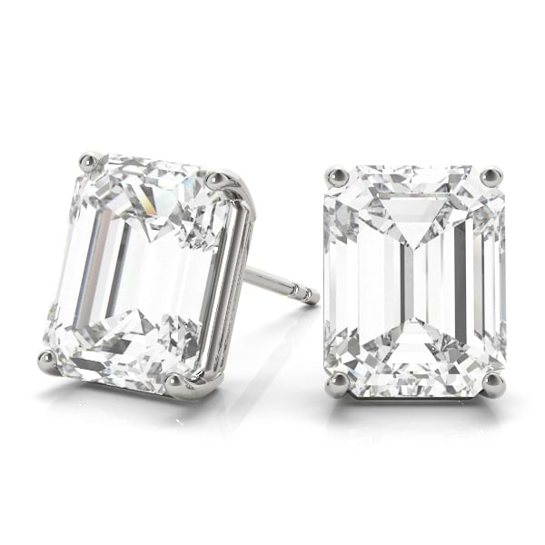 2.00ct Emerald-Cut Diamond Stud Earrings 14kt White Gold (G-H, VS2-SI1)