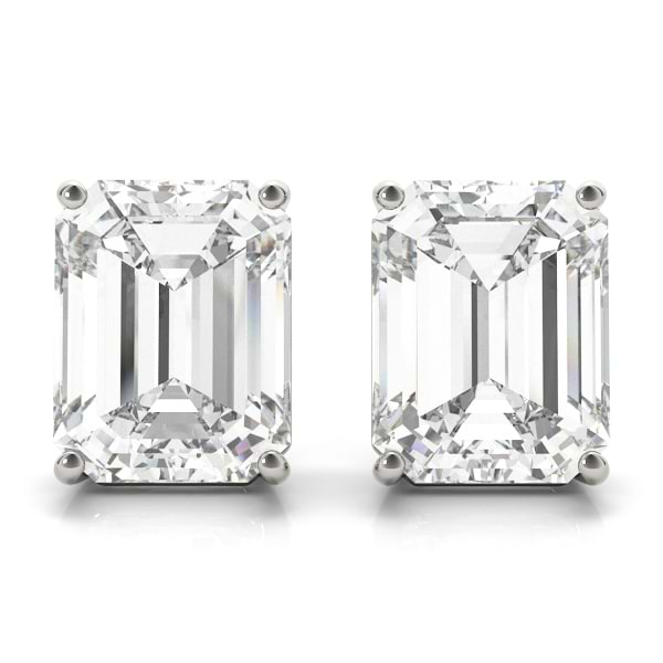 0.75ct Emerald-Cut Diamond Stud Earrings 14kt White Gold (G-H, VS2-SI1)