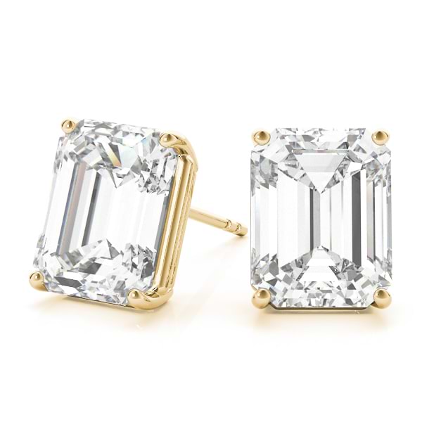 0.75ct Emerald-Cut Diamond Stud Earrings 14kt Yellow Gold (G-H, VS2-SI1)