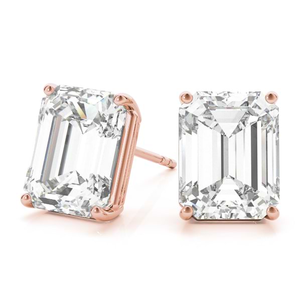 1.00ct Emerald-Cut Lab Diamond Stud Earrings 14kt Rose Gold (G-H, VS2-SI1)