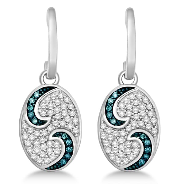 White and Blue Color Diamond Fashion Earrings Sterling Silver (0.33ct)