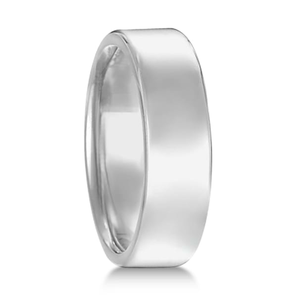 Euro Dome Comfort Fit Wedding Ring Men's Band 18k White Gold (6mm)