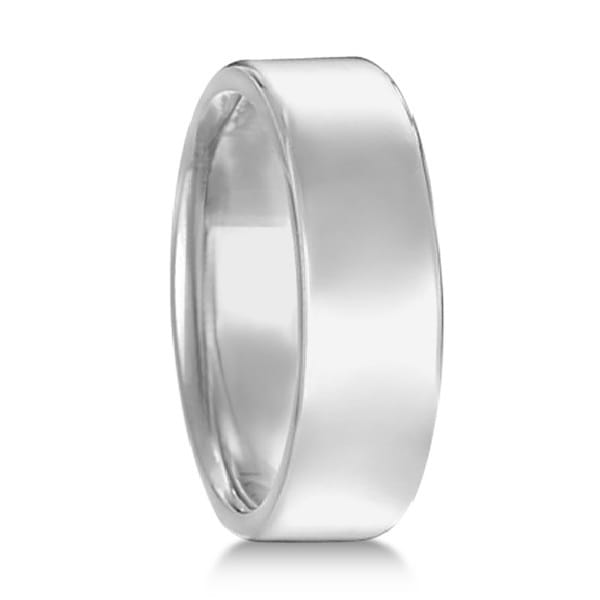 Euro Dome Comfort Fit Wedding Ring Men's Band 14k White Gold (7mm)