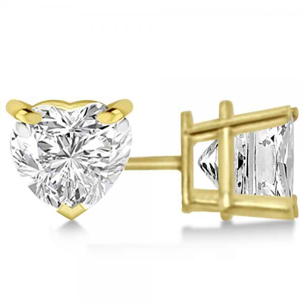 1.50ct. Heart-Cut Diamond Stud Earrings 14kt Yellow Gold (H, SI1-SI2)