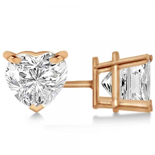 1.50ct Heart-Cut Diamond Stud Earrings 14kt Rose Gold (G-H, VS2-SI1)