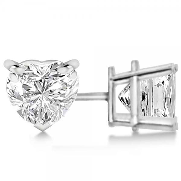 2.00ct Heart-Cut Diamond Stud Earrings 14kt White Gold (G-H, VS2-SI1)