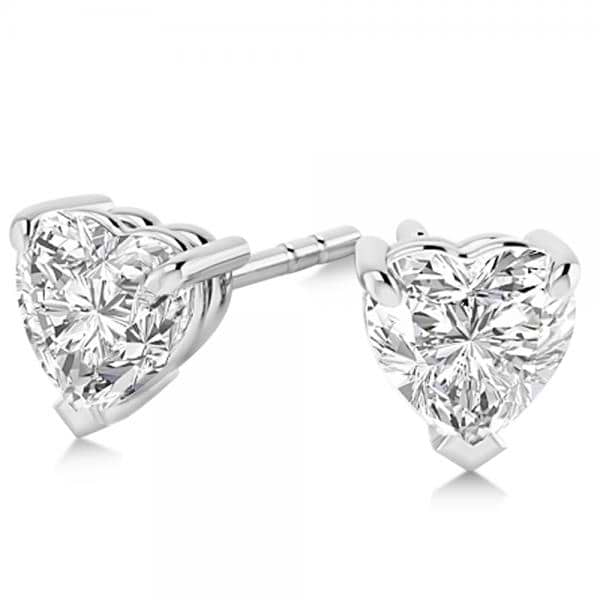 2.00ct Heart-Cut Diamond Stud Earrings 14kt White Gold (G-H, VS2-SI1)