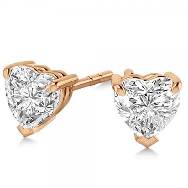 0.75ct Heart-Cut Lab Grown Diamond Stud Earrings 14kt Rose Gold (G-H, VS2-SI1)