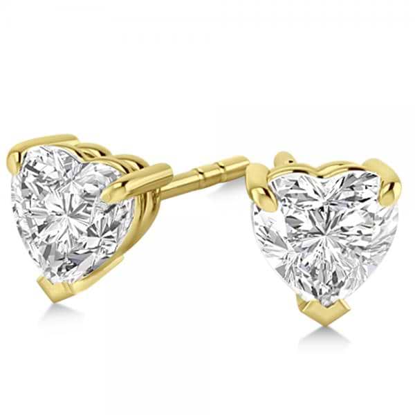 0.50ct Heart-Cut Moissanite Stud Earrings 14kt Yellow Gold (F-G, VVS1)