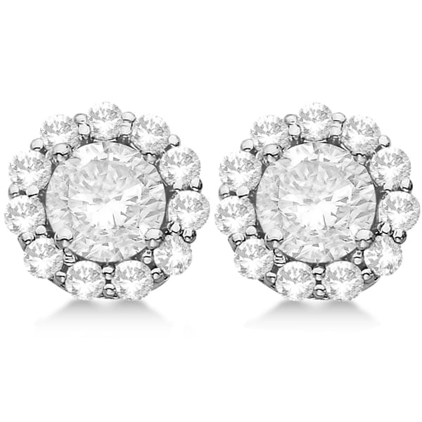 1.50ct. Halo Diamond Stud Earrings 14kt White Gold (H, SI1-SI2)
