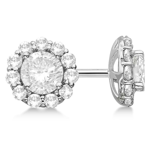 1.00ct. Halo Lab Diamond Stud Earrings 14kt White Gold (G-H, SI1)