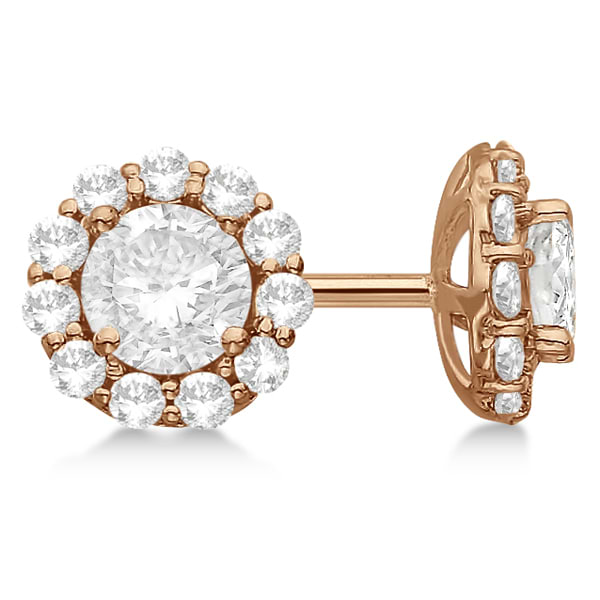 1.00ct. Halo Diamond Stud Earrings 14kt Rose Gold (G-H, VS2-SI1)