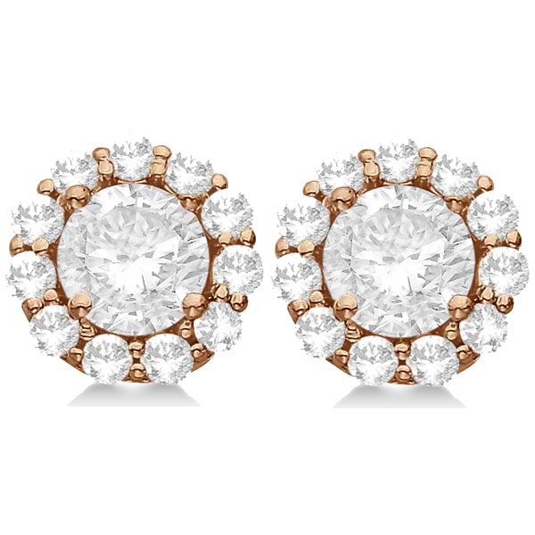 1.50ct. Halo Diamond Stud Earrings 18kt Rose Gold (G-H, VS2-SI1)