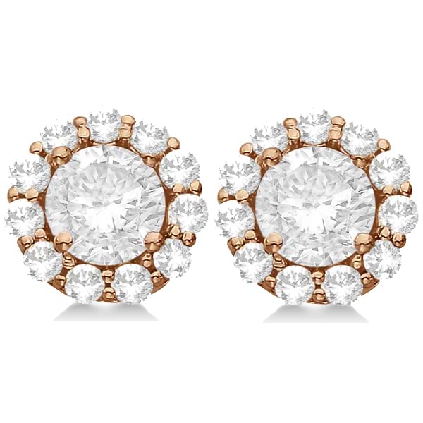 1.50ct. Halo Lab Grown Diamond Stud Earrings 14kt Rose Gold (G-H, VS2-SI1)