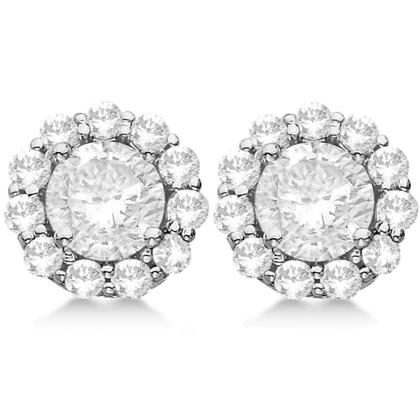 2.00ct. Halo Lab Grown Diamond Stud Earrings 18kt White Gold (G-H, VS2-SI1)