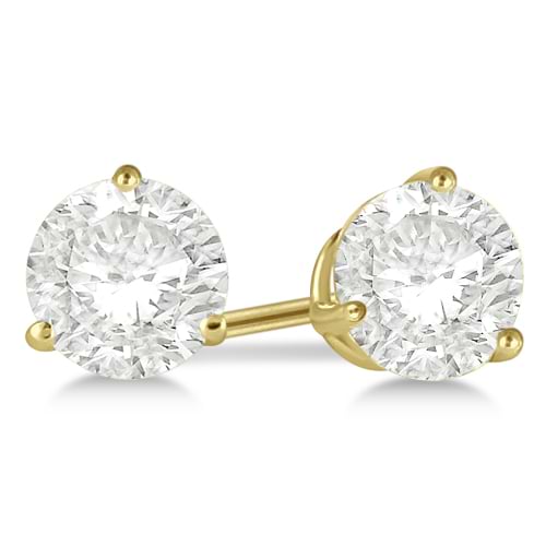 4.00ct. 3-Prong Martini Diamond Stud Earrings 14kt Yellow Gold (H-I, SI2-SI3)