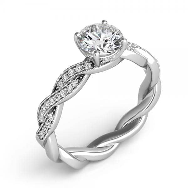 Diamond Infinity Twisted Engagement Ring 14k White Gold (0.22ct)