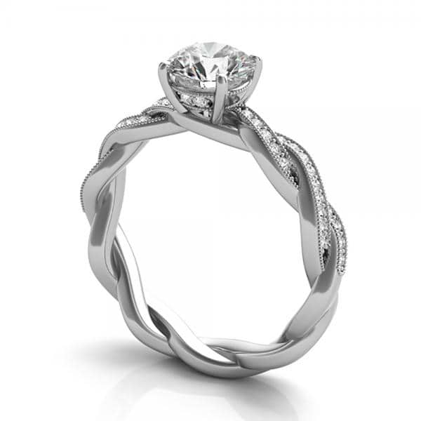 Diamond Infinity Twisted Engagement Ring 14k White Gold (0.22ct)