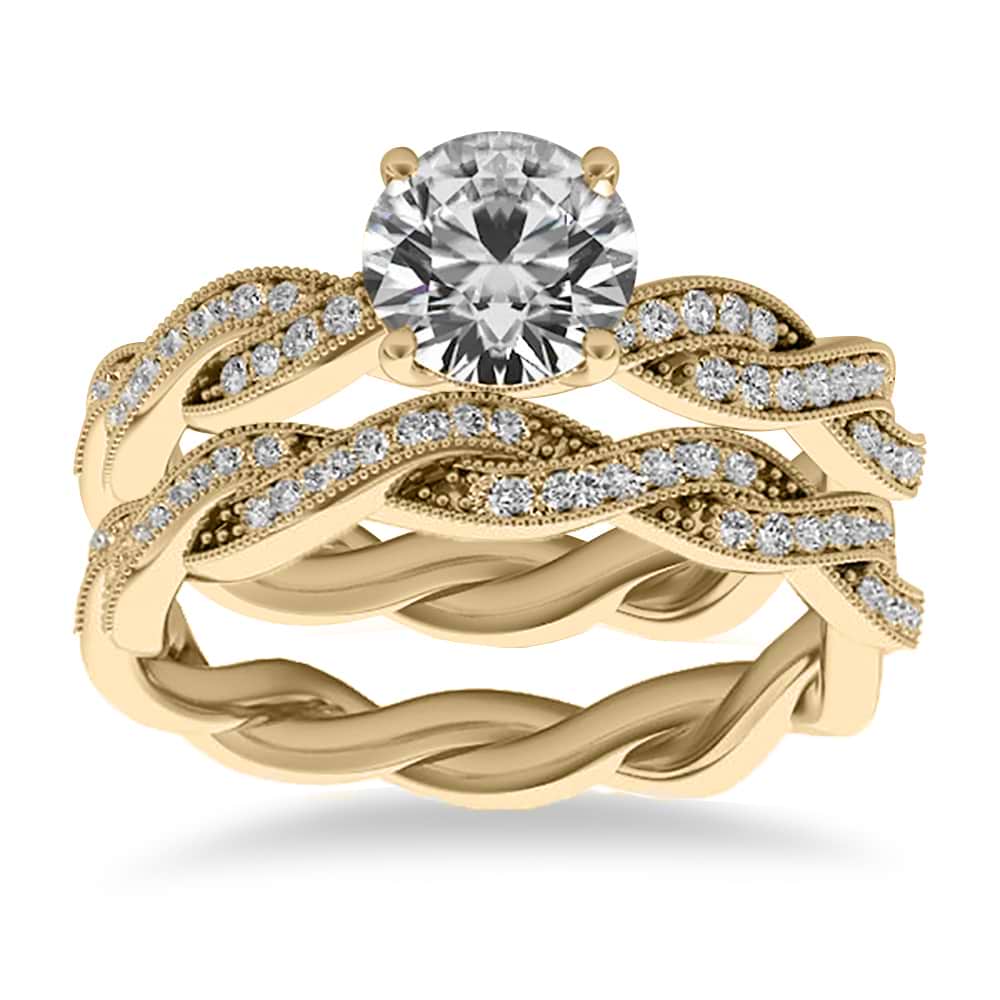 Diamond Twisted Bridal Set Setting 14k Yellow Gold (0.42ct)