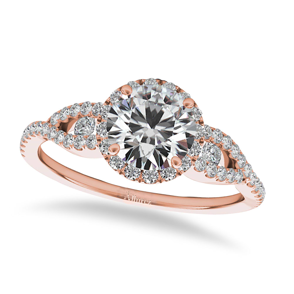 Diamond Accented Halo Engagement Ring 14k Rose Gold (1.29ct)