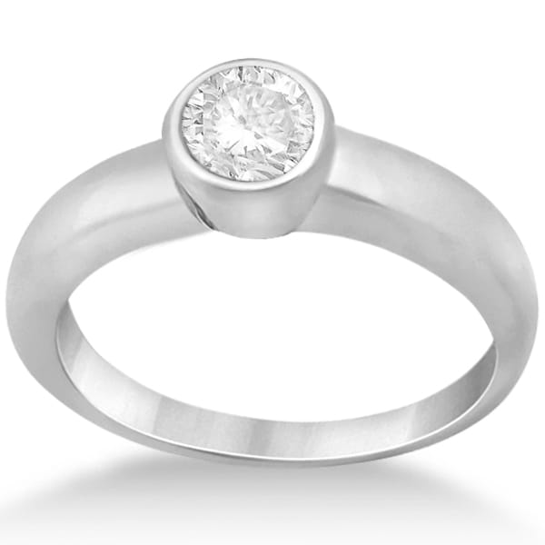 Bezel-Set Solitaire Engagement Ring Setting in 14k White Gold