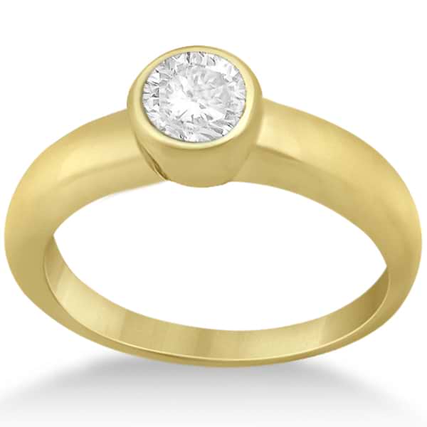 Bezel-Set Solitaire Engagement Ring Setting in 14k Yellow Gold